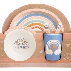 Rainbow And Cloud Bamboo Child Toddler Dinnerware 5 Piece Set NEW